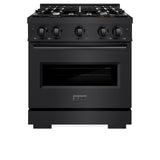 ZLINE 30 in. 4.2 cu. ft. Classic Dual Fuel Range with 4 Burner Gas Cooktop and Electric Convection Oven in Black Stainless Steel (CDRB-30) - (CDRB30) -