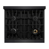 ZLINE 30 in. 4.2 cu. ft. Classic Dual Fuel Range with 4 Burner Gas Cooktop and Electric Convection Oven in Black Stainless Steel (CDRB-30) - (CDRB30) -