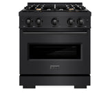 ZLINE 30 in. 4.2 cu. ft. Classic Dual Fuel Range with Gas Cooktop and Electric Convection Oven in Black Stainless Steel with 4 Brass Burners (CDRB-BR-30) - (CDRBBR30) -