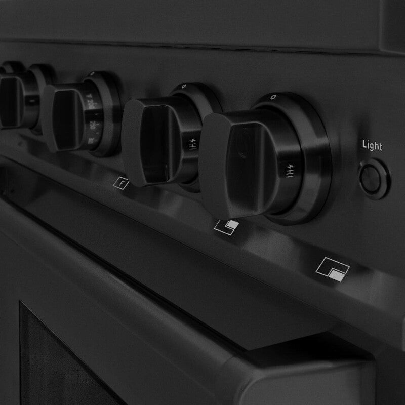 ZLINE 30 in. 4.2 cu. ft. Classic Dual Fuel Range with Gas Cooktop and Electric Convection Oven in Black Stainless Steel with 4 Brass Burners (CDRB-BR-30) - (CDRBBR30) -