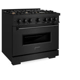 ZLINE 36 in. 5.2 cu. ft. Classic Dual Fuel Range with Gas Cooktop and Electric Convection Oven in Black Stainless Steel with 6 Brass Burners (CDRB-BR-36) - (CDRBBR36) -