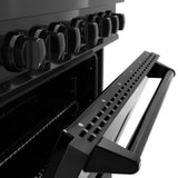 ZLINE 36 in. 5.2 cu. ft. Classic Dual Fuel Range with Gas Cooktop and Electric Convection Oven in Black Stainless Steel with 6 Brass Burners (CDRB-BR-36) - (CDRBBR36) -