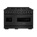 ZLINE 48 in. 6.7 cu. ft. Classic Double Oven Dual Fuel Range in Black Stainless Steel with 8 Brass Burners (CDRB-BR-48) - (CDRBBR48) -