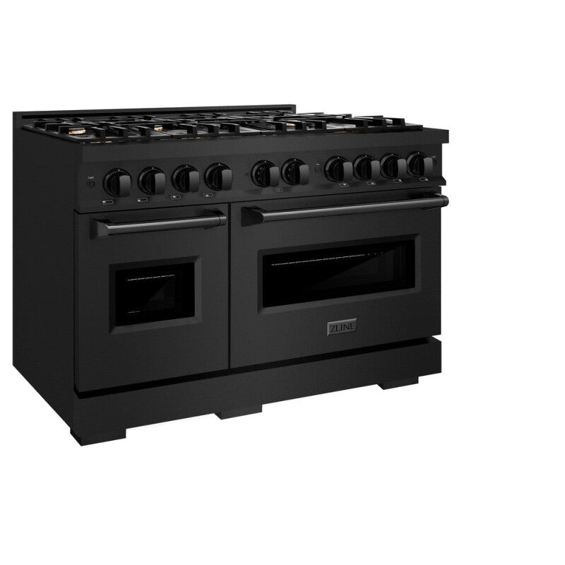 ZLINE 48 in. 6.7 cu. ft. Classic Double Oven Dual Fuel Range in Black Stainless Steel with 8 Brass Burners (CDRB-BR-48) - (CDRBBR48) -