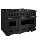 ZLINE 48 in. 6.7 cu. ft. Classic Double Oven Dual Fuel Range in Black Stainless Steel with 8 Brass Burners (CDRB-BR-48) - (CDRBBR48) -