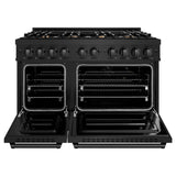ZLINE 48 in. 6.7 cu. ft. Classic Double Oven Dual Fuel Range in Black Stainless Steel with 8 Brass Burners (CDRB-BR-48) - (CDRBBR48) -