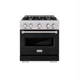ZLINE 30 in. 4.2 cu. ft. Classic Dual Fuel Range with 4 Burner Gas Cooktop and Electric Convection Oven in Stainless Steel with Black Matte Door (CDR-BLM-30) - (CDRBLM30) -