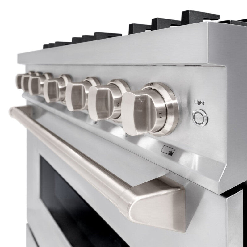 ZLINE 36 in. 5.2 cu. ft. Classic Dual Fuel Range with Gas Cooktop and Electric Convection Oven in Stainless Steel with 6 Brass Burners (CDR-BR-36) - (CDRBR36) -