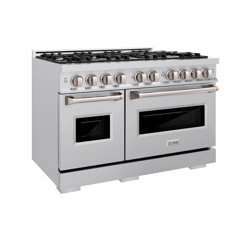 ZLINE 48 in. 6.7 cu. ft. Classic Double Oven Dual Fuel Range in Stainless Steel with 8 Brass Burners (CDR-BR-48) - (CDRBR48) -