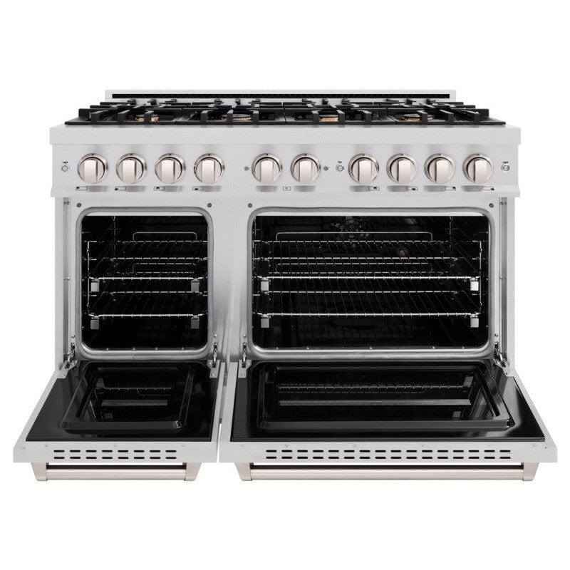 ZLINE 48 in. 6.7 cu. ft. Classic Double Oven Dual Fuel Range in Stainless Steel with 8 Brass Burners (CDR-BR-48) - (CDRBR48) -
