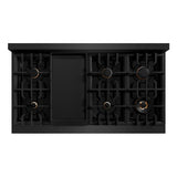 ZLINE Autograph Edition 48 in. 6.7 cu. ft. Classic Double Oven Dual Fuel Range with 8 Burner Gas Cooktop in Black Stainless Steel and Champagne Bronze Accents (CDRBZ-48-CB) - (CDRBZ48CB) -
