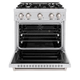 ZLINE 30 in. 4.2 cu. ft. Classic Dual Fuel Range with 4 Burner Gas Cooktop and Electric Convection Oven in DuraSnow® Stainless Steel (CDRS-30) - (CDRS30) -