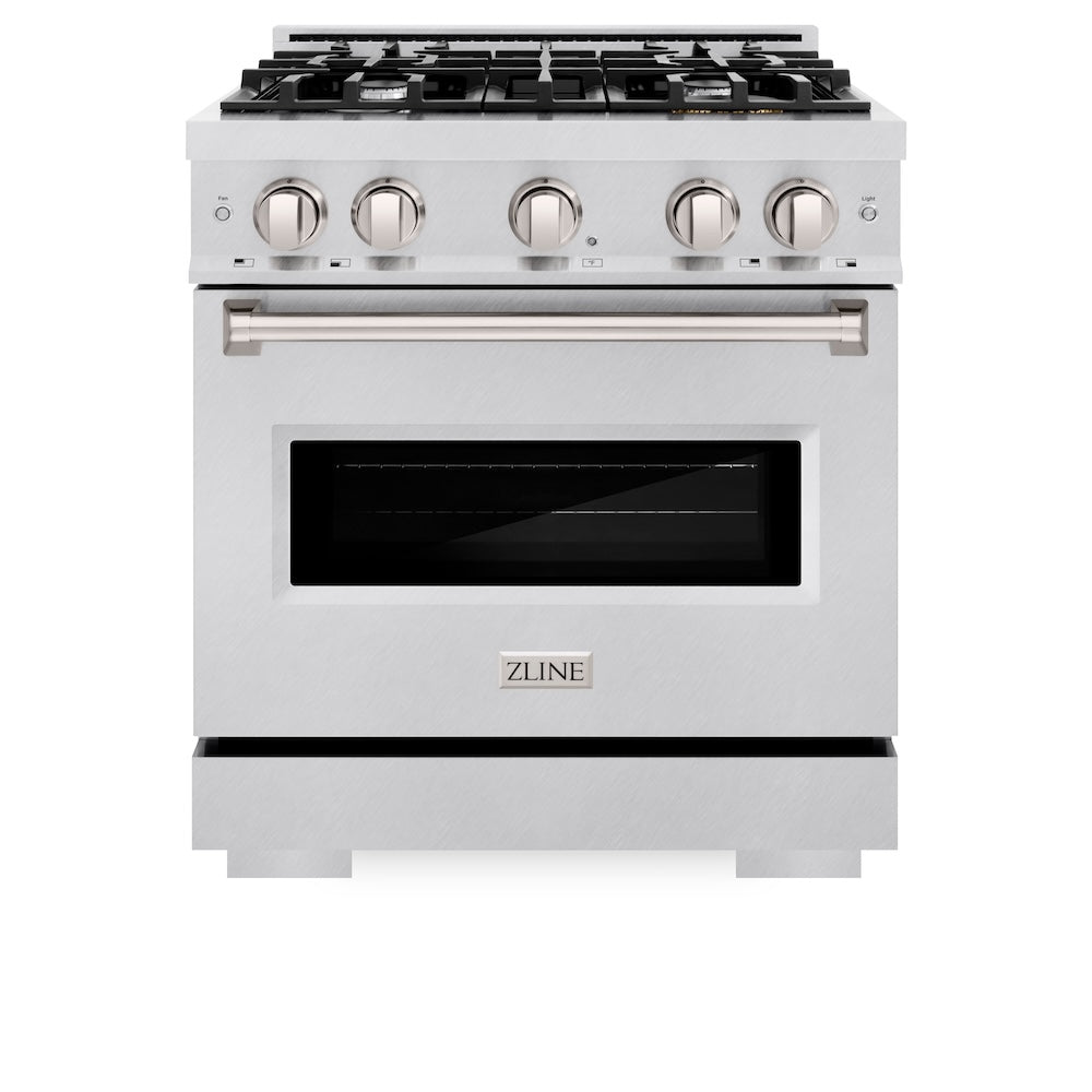 ZLINE 30 in. 4.2 cu. ft. Classic Dual Fuel Range with 4 Burner Gas Cooktop and Electric Convection Oven in DuraSnow® Stainless Steel (CDRS-30) - (CDRS30) -