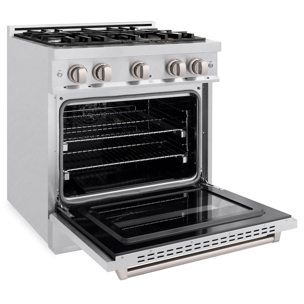 ZLINE 30 in. 4.2 cu. ft. Classic Dual Fuel Range with 4 Burner Gas Cooktop and Electric Convection Oven in DuraSnow® Stainless Steel (CDRS-30) - (CDRS30) -