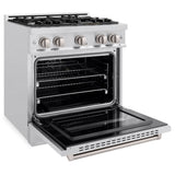 ZLINE 30 in. 4.2 cu. ft. Classic Dual Fuel Range with 4 Burner Gas Cooktop and Electric Convection Oven in DuraSnow® Stainless Steel (CDRS-30) - (CDRS30) -