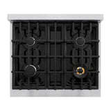 ZLINE 30 in. 4.2 cu. ft. Classic Dual Fuel Range with 4 Burner Gas Cooktop and Electric Convection Oven in DuraSnow® Stainless Steel (CDRS-30) - (CDRS30) -