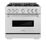 ZLINE 36 in. 5.2 cu. ft. Classic Dual Fuel Range with 6 Burner Gas Cooktop and Electric Convection Oven in DuraSnow® Stainless Steel (CDRS-36) - (CDRS36) -