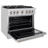 ZLINE 36 in. 5.2 cu. ft. Classic Dual Fuel Range with 6 Burner Gas Cooktop and Electric Convection Oven in DuraSnow® Stainless Steel (CDRS-36) - (CDRS36) -