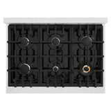 ZLINE 36 in. 5.2 cu. ft. Classic Dual Fuel Range with 6 Burner Gas Cooktop and Electric Convection Oven in DuraSnow® Stainless Steel (CDRS-36) - (CDRS36) -