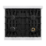 ZLINE 30 in. 4.2 cu. ft. Classic Dual Fuel Range with 4 Burner Gas Cooktop and Electric Convection Oven in DuraSnow® Stainless Steel with Black Matte Door (CDRS-BLM-30) - (CDRSBLM30) -