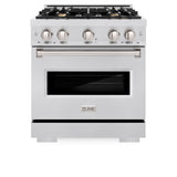 ZLINE 30 in. 4.2 cu. ft. Classic Dual Fuel Range with Gas Cooktop and Electric Convection Oven in DuraSnow® Stainless Steel with 4 Brass Burners (CDRS-BR-30) - (CDRSBR30) -