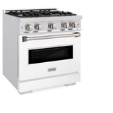 ZLINE 30 in. 4.2 cu. ft. Classic Dual Fuel Range with 4 Burner Gas Cooktop and Electric Convection Oven in DuraSnow® Stainless Steel with White Matte Door (CDRS-WM-30) - (CDRSWM30) -