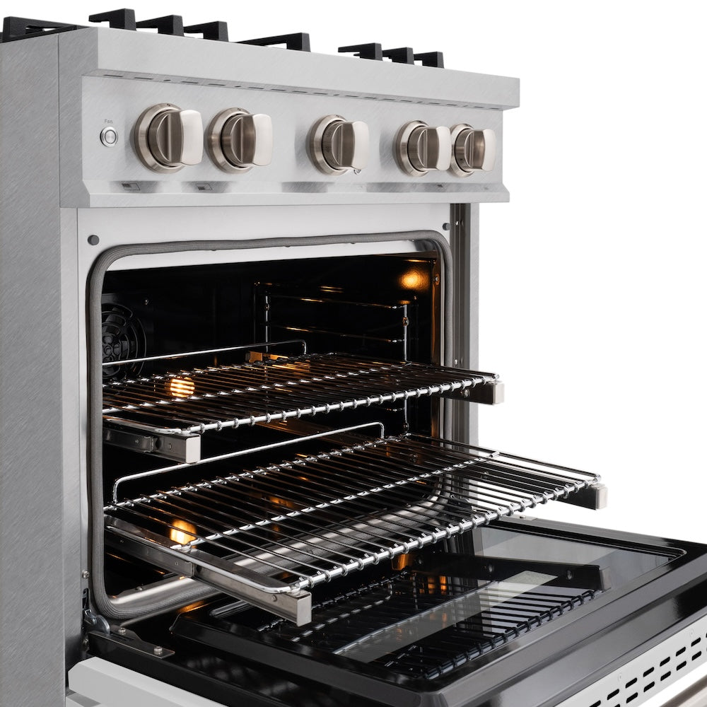 ZLINE 30 in. 4.2 cu. ft. Classic Dual Fuel Range with 4 Burner Gas Cooktop and Electric Convection Oven in DuraSnow® Stainless Steel with White Matte Door (CDRS-WM-30) - (CDRSWM30) -