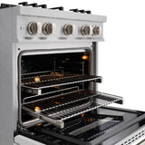 ZLINE 30 in. 4.2 cu. ft. Classic Dual Fuel Range with 4 Burner Gas Cooktop and Electric Convection Oven in DuraSnow® Stainless Steel with White Matte Door (CDRS-WM-30) - (CDRSWM30) -