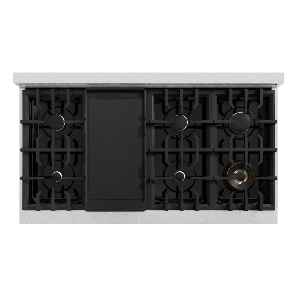 ZLINE 48 in. 6.7 cu. ft. Classic Double Oven Dual Fuel Range with 8 Burner Gas Cooktop in DuraSnow® Stainless Steel with White Matte Doors (CDRS-WM-48) - (CDRSWM48) -