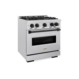 ZLINE Autograph Edition 30 in. 4.2 cu. ft. Classic Dual Fuel Range with 4 Burner Gas Cooktop and Electric Convection Oven in DuraSnow® Stainless Steel with Matte Black Accents (CDRSZ-30-MB) - (CDRSZ30MB) -