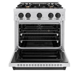 ZLINE Autograph Edition 30 in. 4.2 cu. ft. Classic Dual Fuel Range with 4 Burner Gas Cooktop and Electric Convection Oven in DuraSnow® Stainless Steel with Matte Black Accents (CDRSZ-30-MB) - (CDRSZ30MB) -
