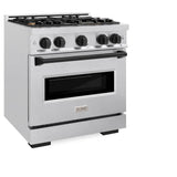 ZLINE Autograph Edition 30 in. 4.2 cu. ft. Classic Dual Fuel Range with 4 Burner Gas Cooktop and Electric Convection Oven in DuraSnow® Stainless Steel with Matte Black Accents (CDRSZ-30-MB) - (CDRSZ30MB) -