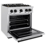 ZLINE Autograph Edition 30 in. 4.2 cu. ft. Classic Dual Fuel Range with 4 Burner Gas Cooktop and Electric Convection Oven in DuraSnow® Stainless Steel with Matte Black Accents (CDRSZ-30-MB) - (CDRSZ30MB) -