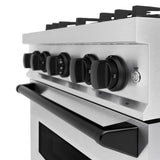 ZLINE Autograph Edition 30 in. 4.2 cu. ft. Classic Dual Fuel Range with 4 Burner Gas Cooktop and Electric Convection Oven in DuraSnow® Stainless Steel with Matte Black Accents (CDRSZ-30-MB) - (CDRSZ30MB) -