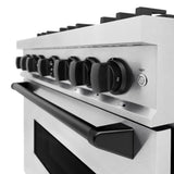ZLINE Autograph Edition 36 in. 5.2 cu. ft. Classic Dual Fuel Range with 6 Burner Gas Cooktop and Electric Convection Oven in DuraSnow® Stainless Steel with Matte Black Accents (CDRSZ-36-MB) - (CDRSZ36MB) -