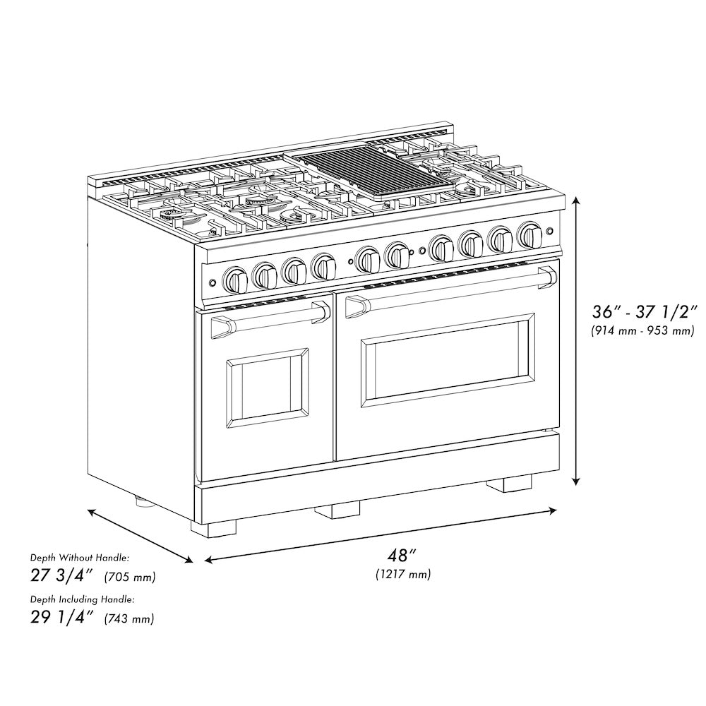 Autograph Edition 48 in. 6.7 cu. ft. Classic Double Oven Dual Fuel Range with 8 Burner Gas Cooktop - (CDRSZBLM48CB) -
