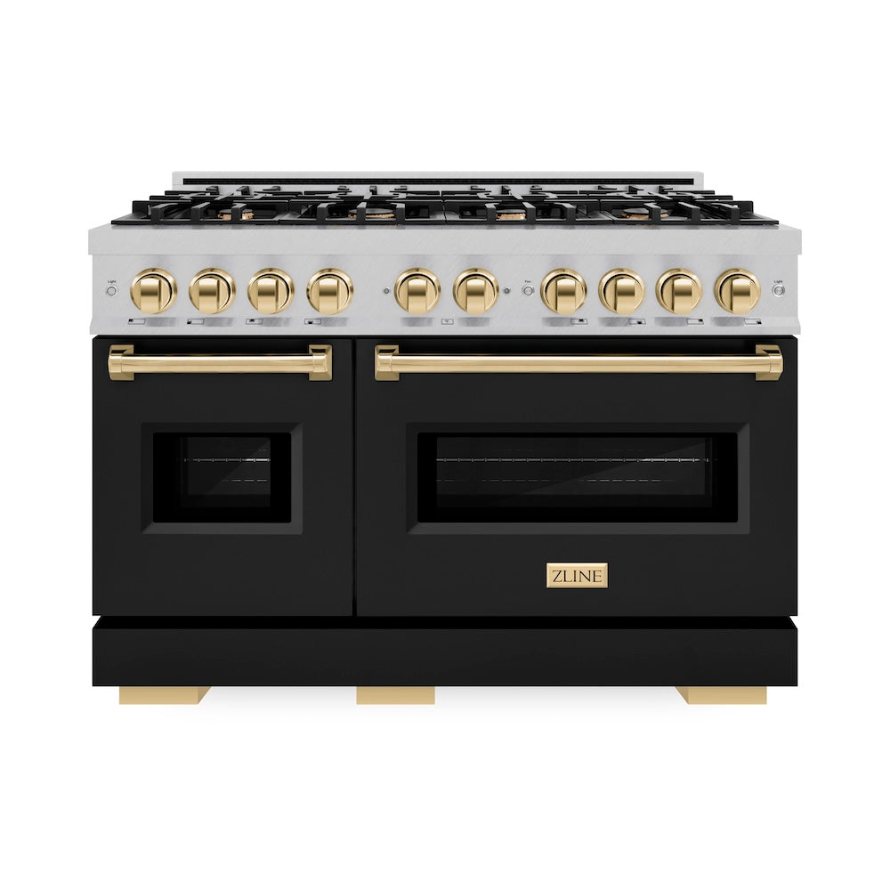 Autograph Edition 48 in. 6.7 cu. ft. Classic Double Oven Dual Fuel Range with 8 Burner Gas Cooktop - (CDRSZBLM48G) -