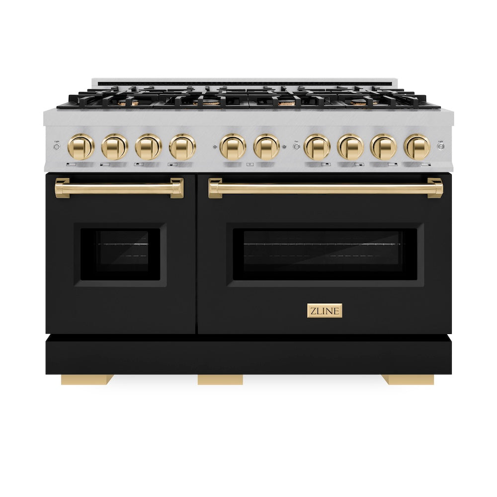 Autograph Edition 48 in. 6.7 cu. ft. Classic Double Oven Dual Fuel Range with 8 Burner Gas Cooktop - (CDRSZBLM48G) -