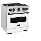ZLINE Autograph Edition 30 in. 4.2 cu. ft. Classic Dual Fuel Range with 4 Burner Gas Cooktop and Electric Convection Oven in DuraSnow® Stainless Steel with White Matte Door and Matte Black Accents (CDRSZ-WM-30-MB) - (CDRSZWM30MB) -