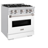 ZLINE 30 in. 4.2 cu. ft. Classic Dual Fuel Range with 4 Burner Gas Cooktop and Electric Convection Oven in Stainless Steel with White Matte Door (CDR-WM-30) - (CDRWM30) -