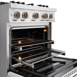 ZLINE 30 in. 4.2 cu. ft. Classic Dual Fuel Range with 4 Burner Gas Cooktop and Electric Convection Oven in Stainless Steel with White Matte Door (CDR-WM-30) - (CDRWM30) -
