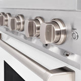 ZLINE 30 in. 4.2 cu. ft. Classic Dual Fuel Range with 4 Burner Gas Cooktop and Electric Convection Oven in Stainless Steel with White Matte Door (CDR-WM-30) - (CDRWM30) -