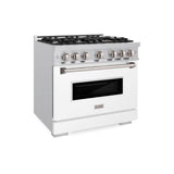 ZLINE 36 in. 5.2 cu. ft. Classic Dual Fuel Range with 6 Burner Gas Cooktop and Electric Convection Oven in Stainless Steel with White Matte Door (CDR-WM-36) - (CDRWM36) -