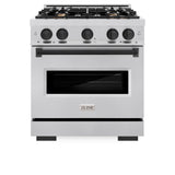 ZLINE Autograph Edition 30 in. 4.2 cu. ft. Classic Dual Fuel Range with 4 Burner Gas Cooktop and Electric Convection Oven in Stainless Steel with Matte Black Accents (CDRZ-30-MB) - (CDRZ30MB) -