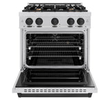 ZLINE Autograph Edition 30 in. 4.2 cu. ft. Classic Dual Fuel Range with 4 Burner Gas Cooktop and Electric Convection Oven in Stainless Steel with Matte Black Accents (CDRZ-30-MB) - (CDRZ30MB) -