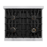 ZLINE Autograph Edition 30 in. 4.2 cu. ft. Classic Dual Fuel Range with 4 Burner Gas Cooktop and Electric Convection Oven in Stainless Steel with Matte Black Accents (CDRZ-30-MB) - (CDRZ30MB) -