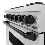 ZLINE Autograph Edition 36 in. 5.2 cu. ft. Classic Dual Fuel Range with 6 Burner Gas Cooktop and Electric Convection Oven in Stainless Steel with Matte Black Accents (CDRZ-36-MB) - (CDRZ36MB) -
