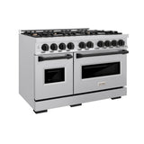 ZLINE Autograph Edition 48 in. 6.7 cu. ft. Classic Double Oven Dual Fuel Range with 8 Burner Gas Cooktop in Stainless Steel and Matte Black Accents (CDRZ-48-MB) - (CDRZ48MB) -