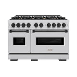 ZLINE Autograph Edition 48 in. 6.7 cu. ft. Classic Double Oven Dual Fuel Range with 8 Burner Gas Cooktop in Stainless Steel and Matte Black Accents (CDRZ-48-MB) - (CDRZ48MB) -