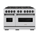 ZLINE Autograph Edition 48 in. 6.7 cu. ft. Classic Double Oven Dual Fuel Range with 8 Burner Gas Cooktop in Stainless Steel and Matte Black Accents (CDRZ-48-MB) - (CDRZ48MB) -